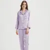 Pijama de Seda para Mujer Traje de Dos Piezas de Manga Larga para Primavera y Verano 100% Seda de Morera Nuevo Conjunto de Verano Ropa de Casa