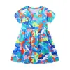 Vestido de niña estilo europeo y americano 26 vestido de princesa de verano con estampado de dibujos animados, cuello redondo, manga corta para niños, disponible para dropshipping