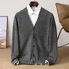 Nuevo cárdigan para hombre, suéter grueso con cuello en V, tejido casual de moda para otoño e invierno, abrigo de lana, tejido estilo coreano