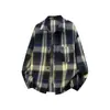 Camisa Xadrez Grande Tamanho Manga Longa com Gola Estilo Coreano Tendência Retrô para Usar como Casaco C2192-P30Oferta Especial