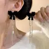 Pendientes de Terciopelo Negro con Lazo para Otoño e Invierno con Diseño Único, Nuevos Pendientes de Alta Gama Estilo Francés de Moda 2025