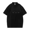 Camisa polo minimalista de manga corta estilo japonés, camisa holgada de talla grande para hombre, camiseta casual de verano extragrande con cuello de solapa