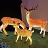Familia de Ciervos 1.3m Ciervo de Cuello Torcido Forma de Animal Lámpara de Paisaje Fibra de Vidrio Ciervo Luminoso Artesanía de Resina