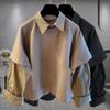 Sudaderas Falsas de Dos Piezas Empalmadas para Hombre y Mujer en Otoño Marca Trendy Guapo Trendy Empalmado Juventud Casual Suelta Pulóveres
