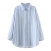 Camisa de manga larga con estampado de rayas frescas y pequeñas para mujer, otoño 2024, nueva blusa holgada y ajustada con diseño artístico