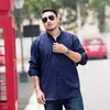 Camisa masculina plus size para primavera e outono, larga, casual de negócios, camisa plus size, roupa de negócios, camisa de manga comprida