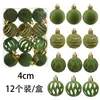Dragon Tiger 4cm 12 Peças Conjunto de Bolas de Natal Brilhante Oca Aveludada Bola Caixa de Presente Boutique Arranjo de Pingente para Árvore de Natal