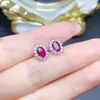 Pendientes de Rubí Natural Populares al por Mayor de Fábrica con Incrustaciones de Plata S925 Piedra Principal 4*6 Joyería de Lujo Directamente de Fábrica