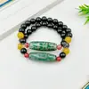 Pulsera de Ágata con Cuenta Dzi Natural del Tíbet Pulsera de Barril con Cuenta Dzi de Nueve Ojos Collar Souvenir Turístico de 10 Yuan Pulsera de Jade
