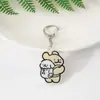 Transfronterizo Nuevo 2D Lindo Dibujo Animado Línea Cachorro Colgante Pareja Acrílico Llavero Estudiante Mochila Escolar Accesorios Fábrica