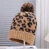 Moda Transfronteriza Nuevo Artículo Más Vendido Gorro de Lana Tejido con Estampado de Leopardo para Viajes al Aire Libre, Resistente al Viento, Suéter, Gorro Cálido