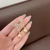Pendientes de verano franceses delicados, estilo pequeño y fresco, con flores, diamantes, perlas y borlas, joyería de oreja de lujo ligero, exquisitos, venta al por mayor