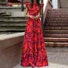 Otoño 2026 Nuevo Vestido de Mujer de Comercio Exterior Europeo y Americano Moda Elegante Estampado con Mangas Volantes de Cintura Alta