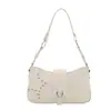 Bolso de mujer de diseño único, bolso de axila de cuero encerado al aceite de moda tipo biker, nuevo bolso cruzado elegante con tachuelas de moda 2026