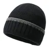 Gorro de punto forrado de forro polar de otoño e invierno transfronterizo, gorro de lana cálido unisex, gorro a rayas que cubre las orejas, gorro de punto a prueba de viento y resistente al frío