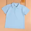 Uniforme Escolar de Verão para Crianças 2026 Camiseta Polo de Manga Curta Camiseta Azul de Manga Meia-Manga Tops Esportivos para Meninos e Meninas Uniformes de Classe para Estudantes