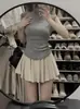 Camiseta de Manga Corta con Cuello Alto a Medio y Hombro Derecho para Mujer Verano 2025 Nuevo Ajustada Estilizadora Única Súper Bonita Top Corto para Usar Solo