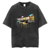 Camiseta de Línea Garabateada Gráfico Creativo de Graffiti Algodón Corto