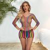 Sexy de clase alta gratis Red de pesca arcoíris sexy ropa interior para mujer verano playa bikini falda de cadera uniforme mayoreo