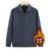 Cárdigan de Punto para Hombre de Mediana Edad y Ancianos, Cremallera con Solapa, Forro de Terciopelo, Chaqueta Casual Cálida Engrosada Otoño/Invierno para Papá