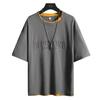 Nova Camiseta de Manga Curta Verão 2022 Masculina Estilo Hong Kong Tendência Solta Tamanho Grande ins Camiseta Estampada para Jovens Top Masculino c