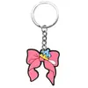 Llavero Colgante Creativo Nuevo de Niña con Lazo de Colores Plástico Suave de PVC Plástico de Gota Colgante para Mochila Escolar Regalo al por Mayor