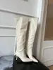 Botas de Perna Larga para Meninas Estilosas 2024 Novo Estilo Botas Femininas para Panturrilha Larga Bico Fino Salto Fino Efeito Emagrecedor Botas Plataforma Tamanho Grande Botas Longas Acima do Joelho