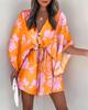 Vestido Casual de Verão Europeu e Americano Transfronteiriço com Mangas Voadoras, Decote V Popular, Cadarço e Renda para Mulheres