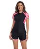 Traje de Baño Europeo y Americano de Verano con Cremallera, Dividido, de Manga Corta, Shorts, Playa, Traje de Medusa para Mujer, Traje de Surf X007