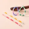 Llavero con anilla y correa de color macarrón en bloques, correa corta tejida fresca para teléfono, accesorio DIY, disponible para dropshipping