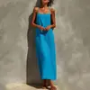 Moda Femenina Europea y Americana Verano 2026 Nueva Llegada Transfronteriza: Vestido Casual de Color Sólido sin Mangas con Cuello Cuadrado Estilo Resort