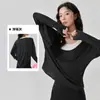 Cubierta Deportiva para Mujer, Conjunto de Fitness, Conjunto de Dos Piezas de Capas de Alta Gama, Top de Manga Larga Transpirable para Pilates, Cubierta para Yoga