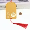 Tarjeta de deseos, Tarjeta de colgante auspicioso con cordón de borla, Tarjeta de bendición roja, Tarjeta de deseos escribible, Stock listo de fábrica