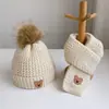 Nuevo Conjunto de Sombrero y Bufanda para Niños, Conjunto de Dos Piezas, Gorro Tejido para Niños con Forro de Felpa, Engrosado, Gorro de Invierno Cartoon para Niños Pequeños