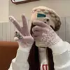 Guantes de Mujer Invierno Nuevos Sin Dedos Engrosados Cálidos Lindos Estudiante A Prueba de Frío Lana Pantalla Táctil Guantes Árbol de Navidad
