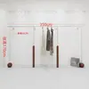 Arara de exposição para loja de roupas cabideiro de aço inoxidável montado na parede cor de madeira arara de exposição de roupas prateleiras para loja de roupas femininas