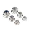 Tuerca de seguridad de nailon con brida de acero inoxidable 304, tuerca autoblocante, tuerca metálica antiaflojamiento y antidesprendimiento M4M5M6M8M10