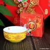 Cuenco de Longevidad para Personas Mayores Caja de Regalo Roja Amarilla Cumpleaños Agradecimiento Set de Cajas Regalo de Retorno Celebración de Longevidad Banquetes de Longevidad