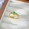 Anillo de Oro Arena Antigua de Alta Retención de Color Anillo Abierto de Flor Hueca Exquisito Nicho Dulce Versátil Anillo de Tendencia Nacional