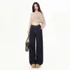 Calça jeans feminina anti-desbotamento, textura fluida, novo estilo primavera 2026, calça larga solta, cor original, calça longa versátil, disponível para atacado