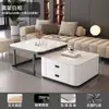 Mesa de centro de pizarra para sala de estar, adecuada para casas pequeñas, mesa de centro redonda de vidrio extensible, nuevo modelo 2025, de moda y de lujo ligero