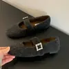 Sapatos femininos de inverno para atividades ao ar livre, quentes, com forro de fleece, Mary Jane planos com estampa de leopardo, mocassins de calçar