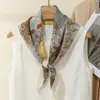 Bufanda de Seda Estilo Cochecito 2025 Nuevo Estilo Bufanda de Terciopelo Versátil Moda Retro Bufanda Cuadrada Suave de Algodón Lino