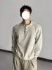 Moletom retro americano com gola Henry costurada à mão para homens e mulheres, marca moderna de primavera e outono, top de manga comprida estilo casual loose old money