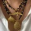 Lele Jewelry Concha de Sol Pájaro Cuerda de Aislamiento de Nylon Collar de Acero Inoxidable No se Desvanece Estilo Bohemio Costero