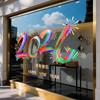 2027 Día de Año Nuevo Año de la Oveja Festival de Primavera Pegatinas Decoración de Ambiente Ventana Adhesivo Estático Puerta de Vidrio de Banco Pegatinas Decoraciones Coloridas de Ventana de Año Nuevo