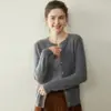 26 Nuevos Suéteres de Cachemira para Otoño e Invierno Cárdigan para Mujer Cuello Redondo Color Sólido Versátil Suéter de Cachemira Chaqueta de Punto Top Holgado