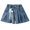 Shorts Jeans de Verão para Meninas, Estilo Fino, Novo Modelo 2026, Roupa de Verão Estilo Coreano para Crianças Maiores, Shorts de Tencel com Acessórios para Meninas