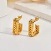 Brincos de Aço Inoxidável com Espiga de Trigo em Metal de Alta Qualidade, Brincos Geométricos Trançados Dourados da Moda para Mulheres, Mais Vendidos