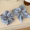 Cuadros Azules Cereza Roja Anillo de Cuenco Grande Titular Sentido de Alta Calidad Cuerda para el Cabello Dulce Flor para el Cabello Anillo para el Cabello Goma Elástica para Niña Adorno para la Cabeza